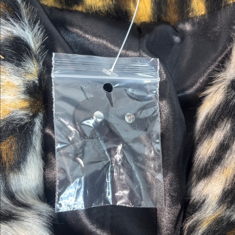 NWOT G by Giuliana Women Brown Black Leopard Print Faux Fur Tuxedo Coat Size LP - Picture 13 of 16